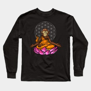 Monkey Zen Buddha Meditation Long Sleeve T-Shirt